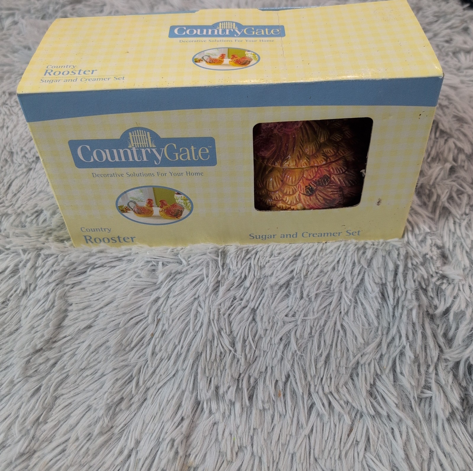 Country Gate Rooster Colorful Sugar Creamer Set Farm House Animal Chicken Country Gate Rooster Colorful Sugar Creamer Set Farm House Animal Chicken