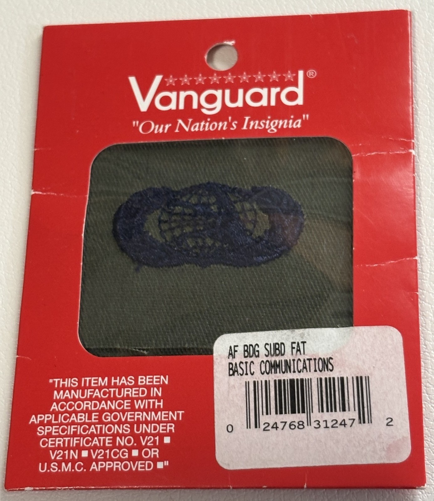 USAF Vietnam Cold War Sew-On Badge, Subdued for Basic Communications USAF Vietnam Cold War Sew-On Badge, Subdued for Basic Communications