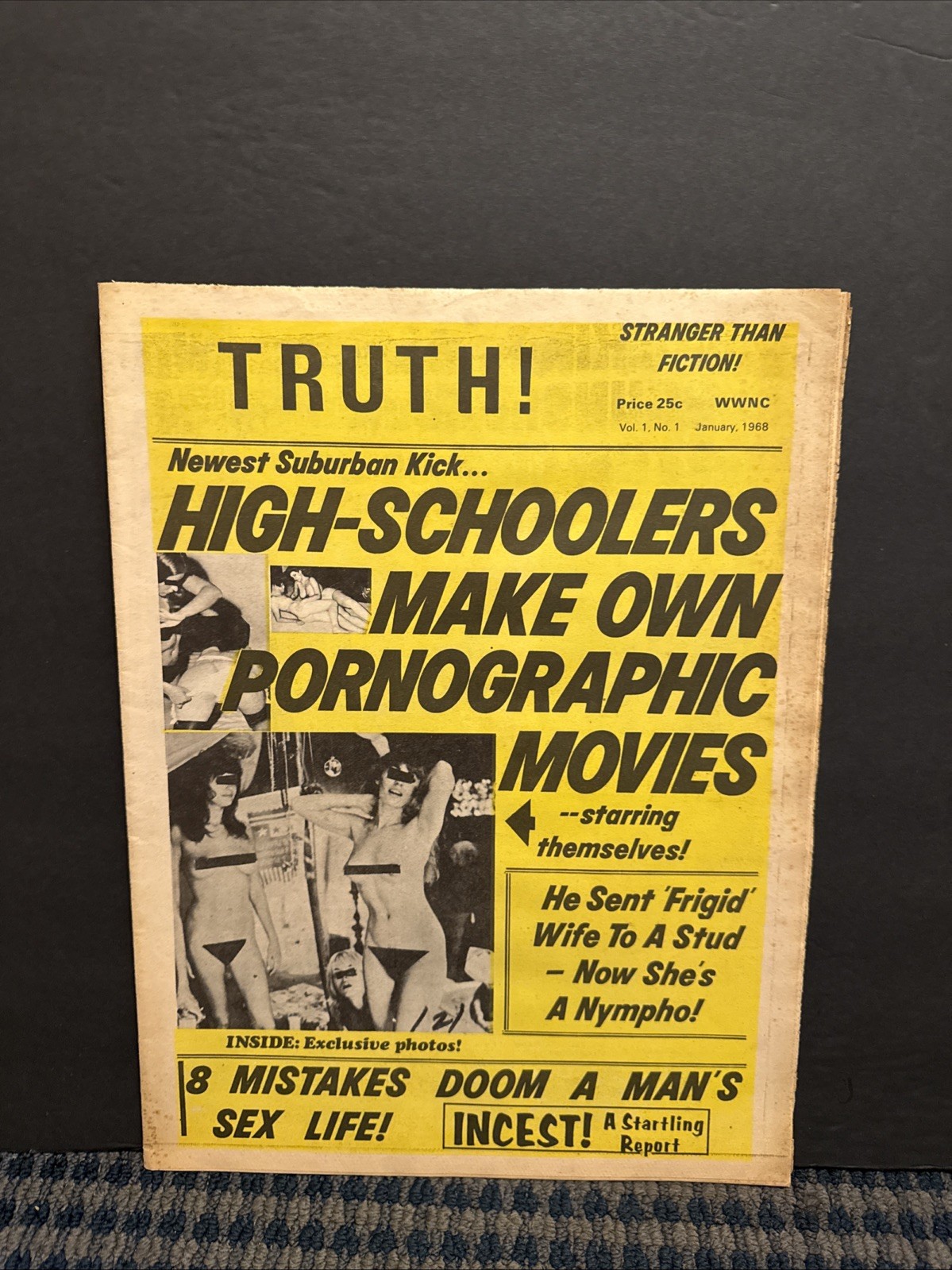 1968 Jan TRUTH Newspaper Vol. 1 No. 1, HS Kids Make Porn, Raquel Welch (10T-1)