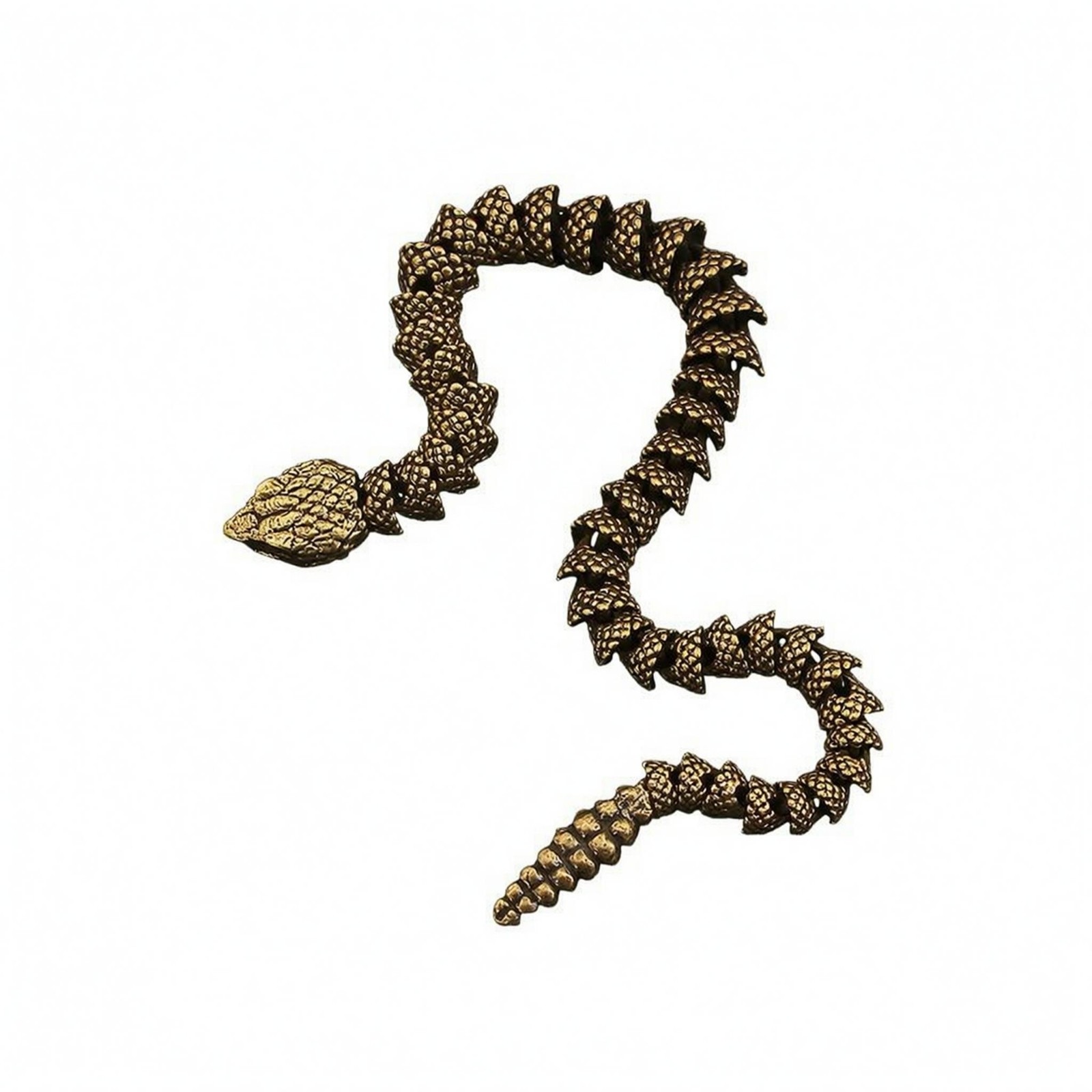 Rattlesnake Figurine Brass Coiled Snake Decor Articulated