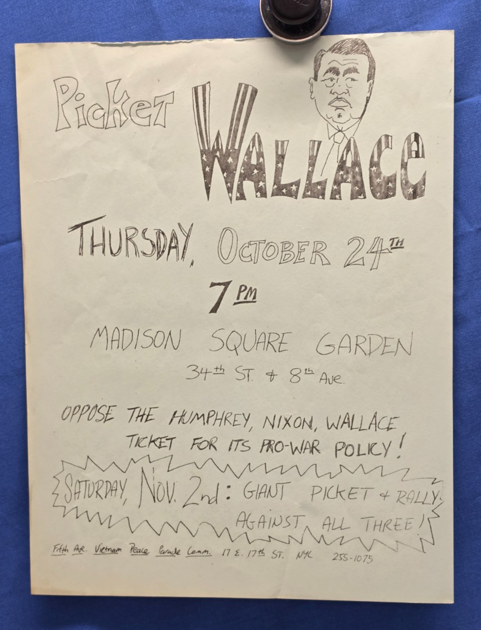 Rare 1968 Anti-War Protest Flyer George Wallace Madison Square Garden Vietnam Rare 1968 Anti-War Protest Flyer George Wallace Madison Square Garden Vietnam