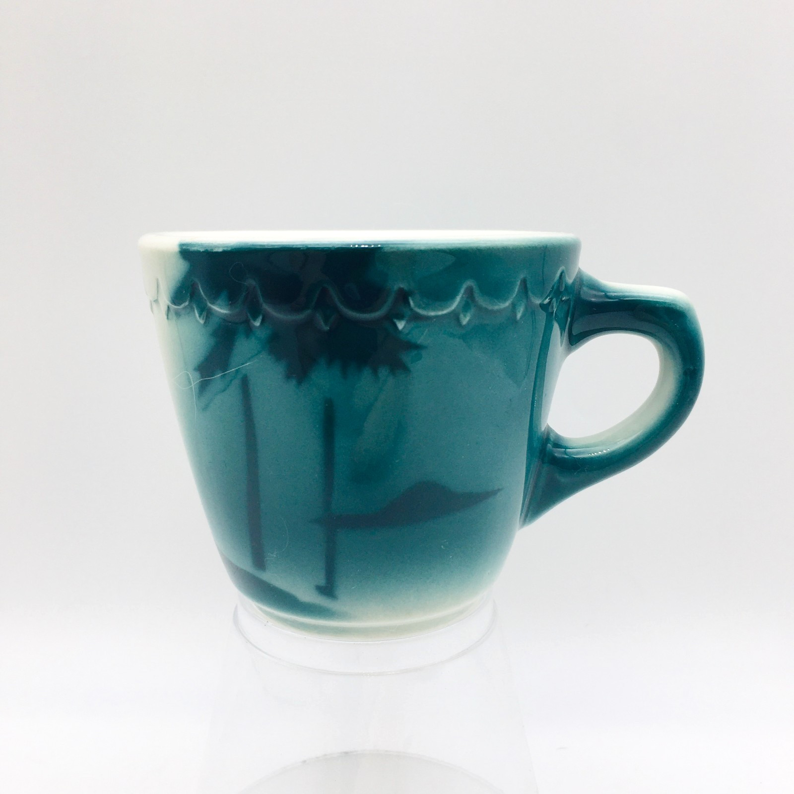 Syracuse China Airbrushed Green Palm Trees & Island Heavyweight Restaurant Mug