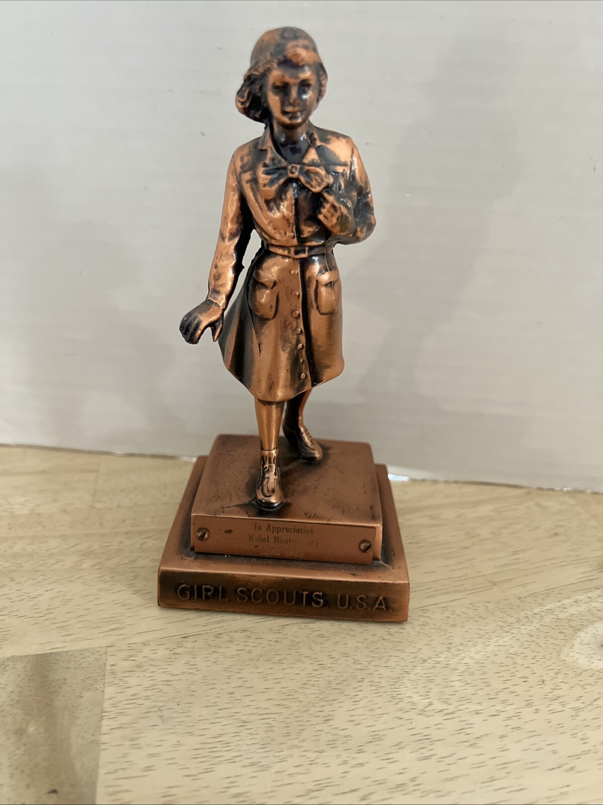 Vintage Signed Marjorie Dangrfield Solid Copper Girl Scout Figurine Circa 1952 Vintage Signed Marjorie Dangrfield Solid Copper Girl Scout Figurine Circa 1952