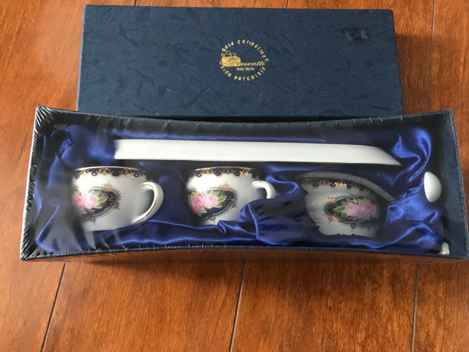 PRESENTTI Italy Style Miniature Gold Collection Fine Porcelain 4 Pc Set NEW BOX