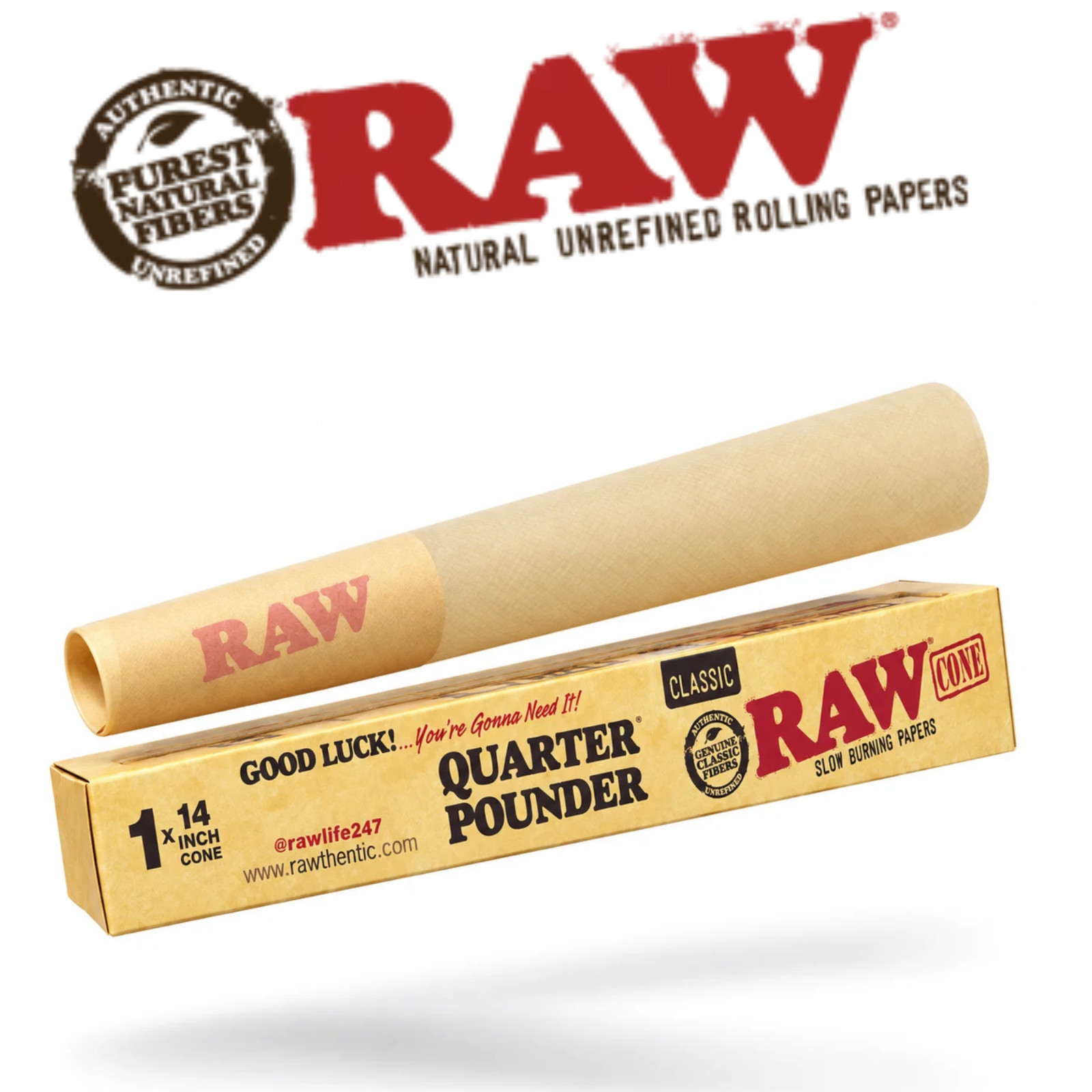 RAW Quarter Pounder Cone 14 Inch Extra Large Pre Rolled Rolling Paper Accessory