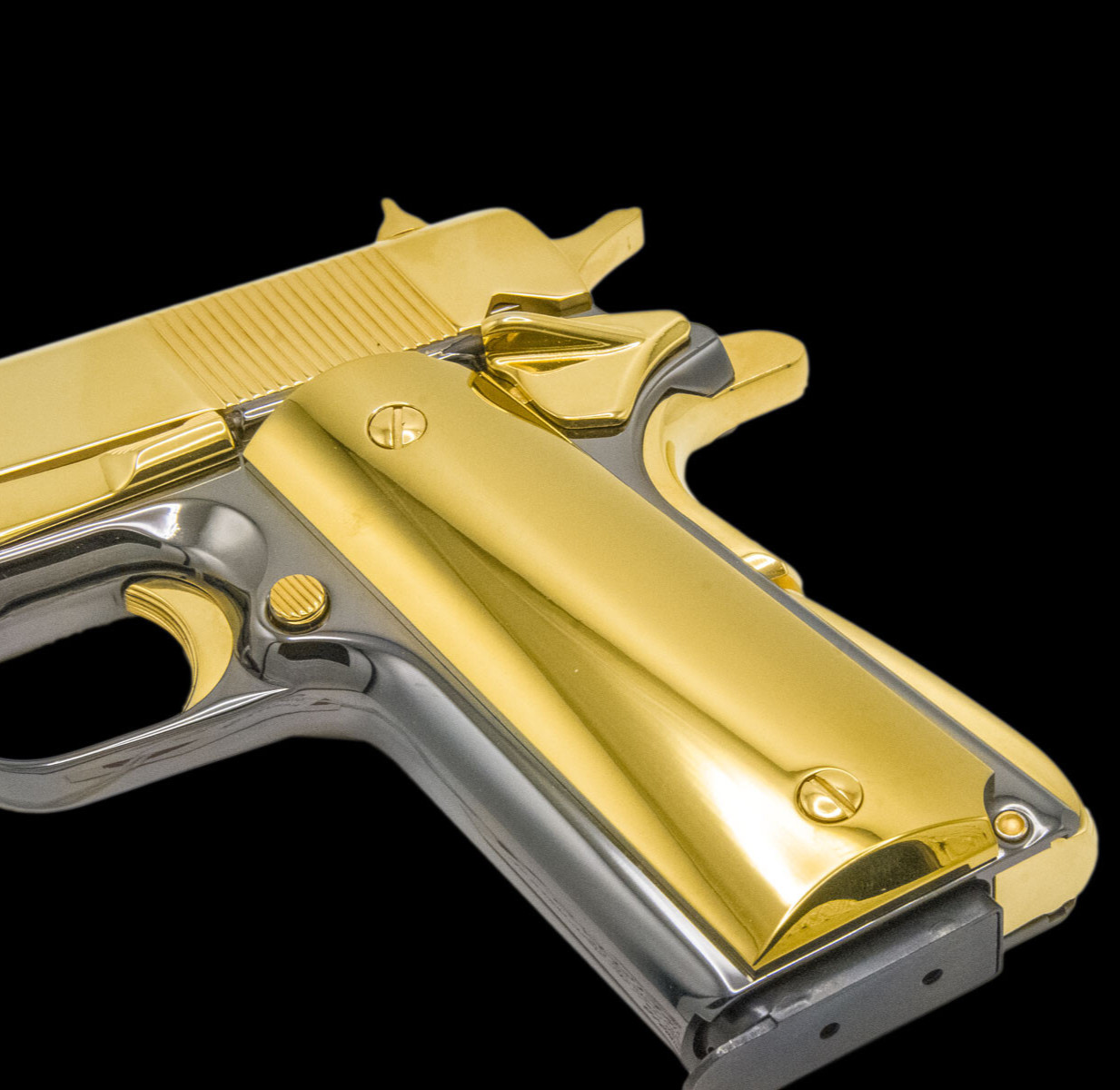 Pair of Luxury 24K Gold 1911 PISTOL GRIPS Full Size - 38 / 45 Commander - COLT