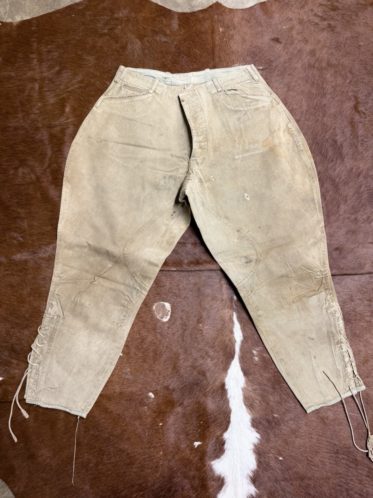 Original WW1 US Army Summer Kaki Canvas Breeches Trousers Pants Not Dated
