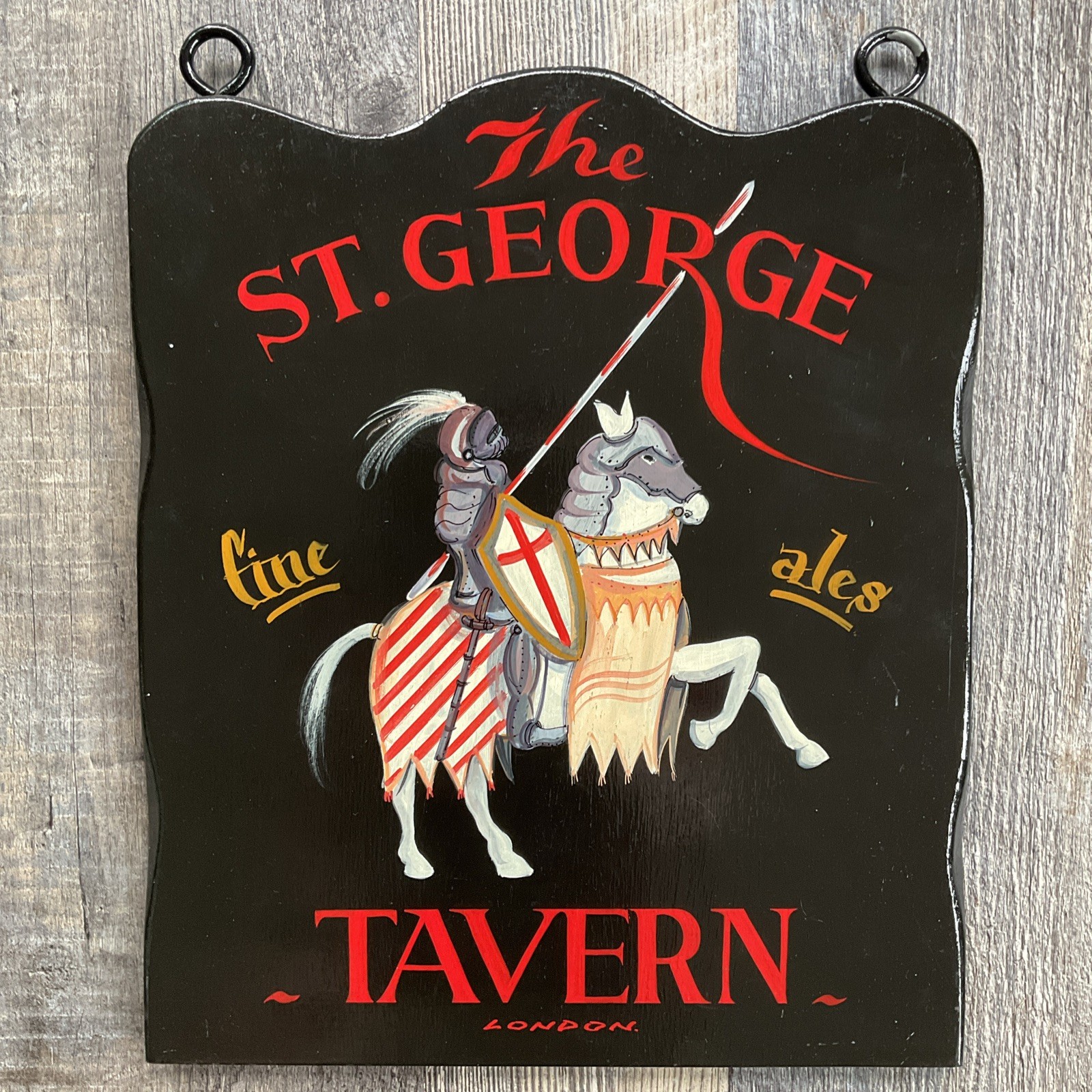 Vintage St. George Tavern British Pub Sign Hand Painted Wood Fine Ales Bar Decor Vintage St. George Tavern British Pub Sign Hand Painted Wood Fine Ales Bar Decor