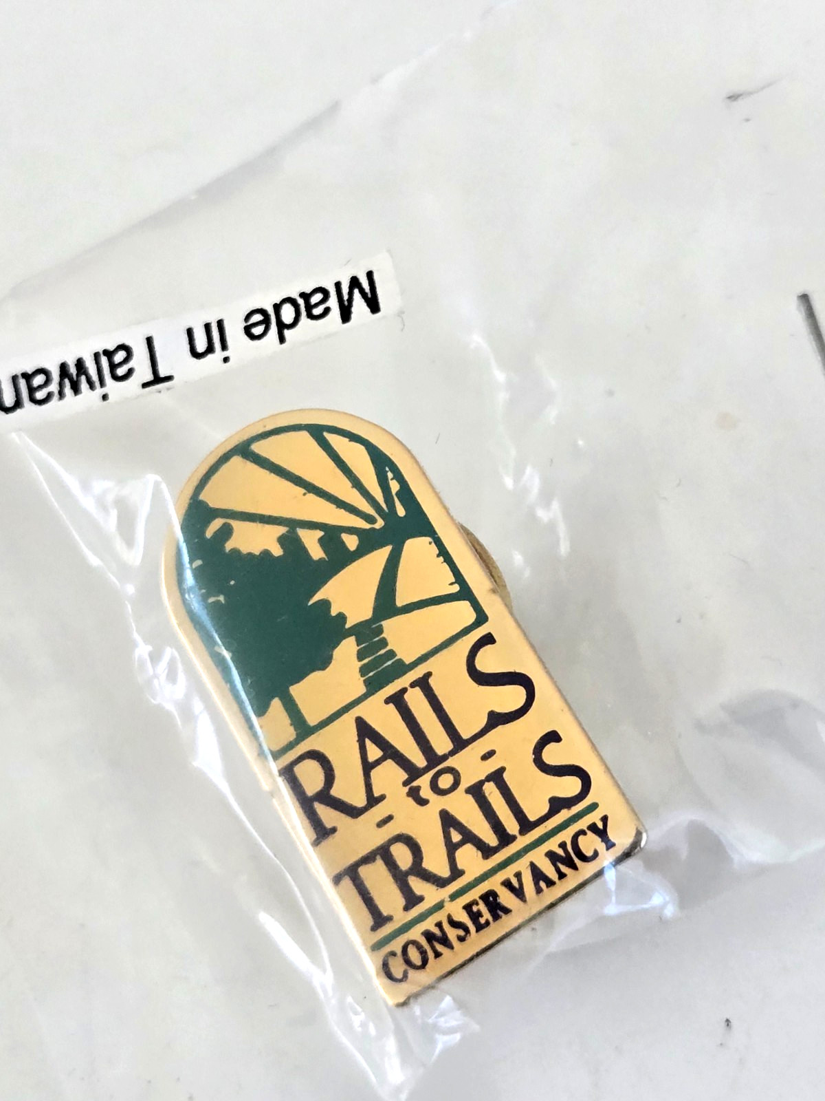 Vintage Rails To Trails Conservancy Gold Tone Lapel Tie Pin 1\ Vintage Rails To Trails Conservancy Gold Tone Lapel Tie Pin 1\