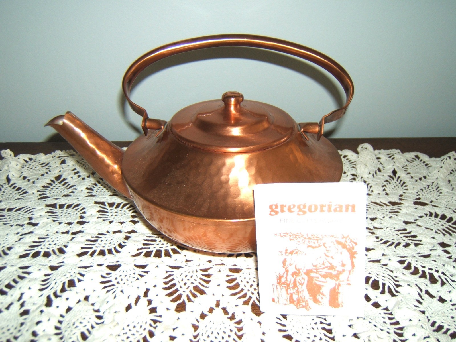 Vintage Gregorian Copper Handmade Hammered Teapot - Never Used - with Leaflet