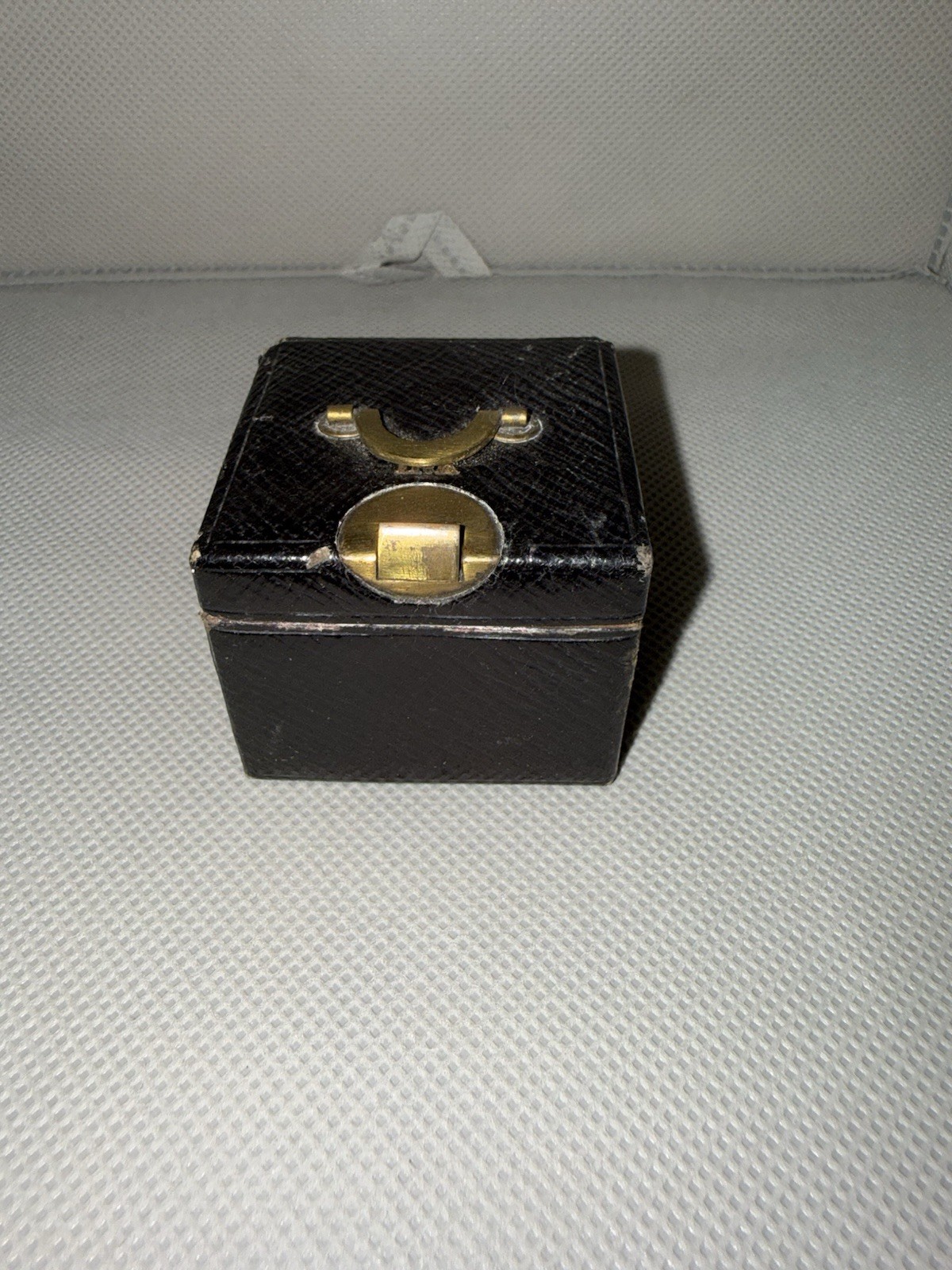 Antique Victorian Leather Traveling Inkwell Brass Gimbal Portable Desk Box