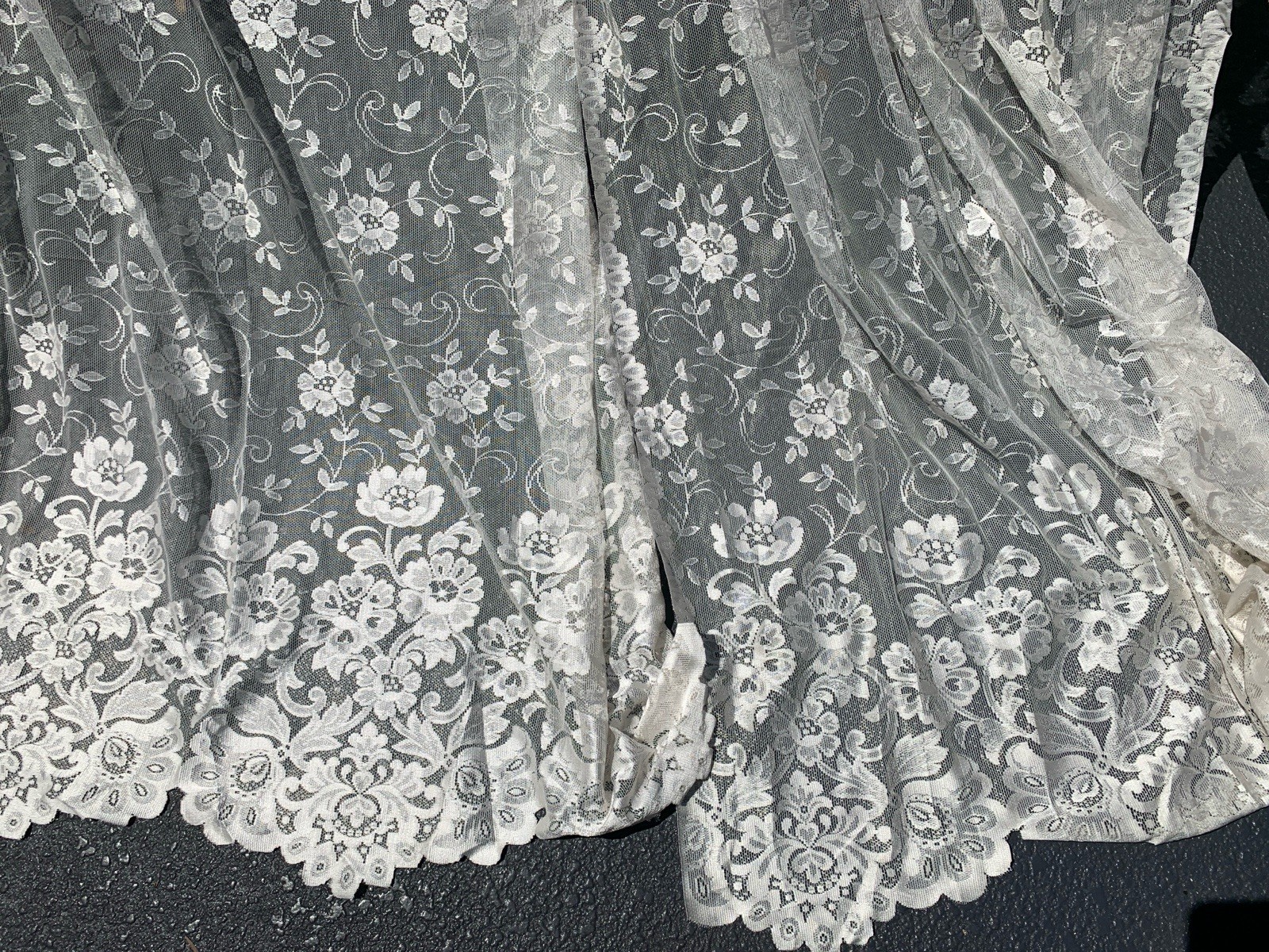 Vintage 70s JCPenney Home Collection Lace White Ecru Panel Pair Floral Scalloped Vintage 70s JCPenney Home Collection Lace White Ecru Panel Pair Floral Scalloped
