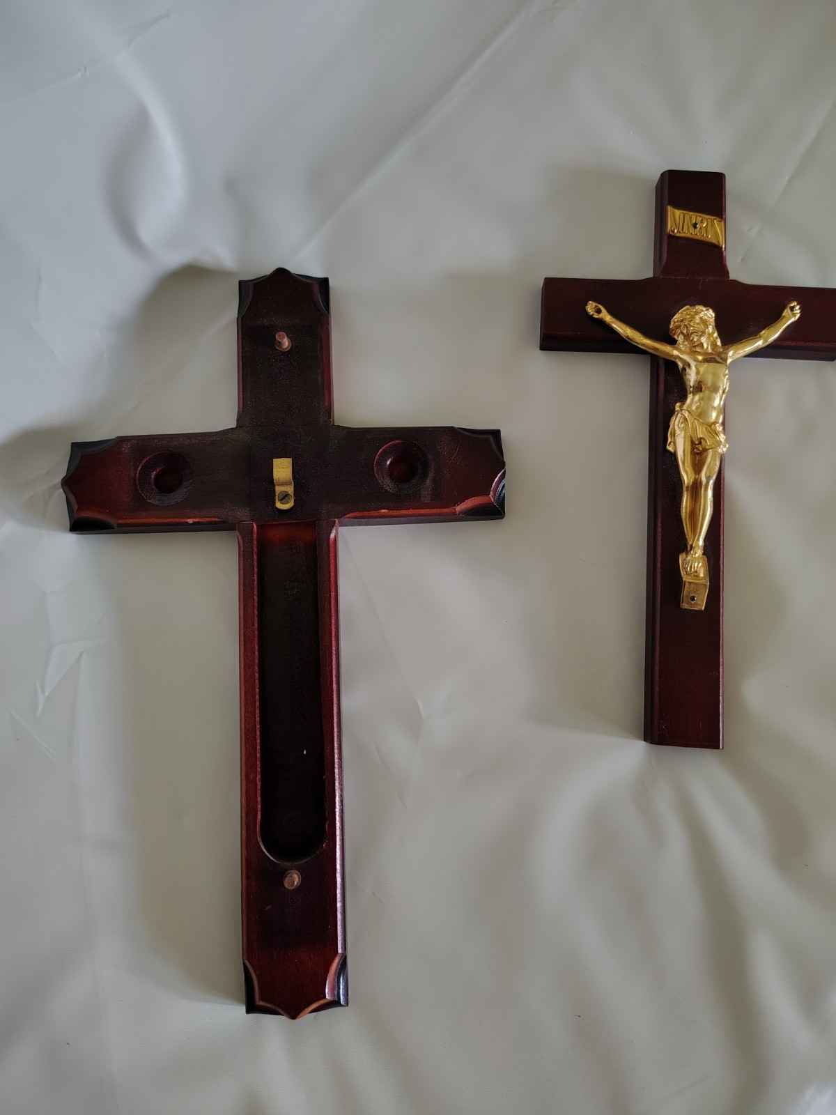 Vtg Wooden Crucifix Cross Last Rites/Sick Wood Stash Cross  12\