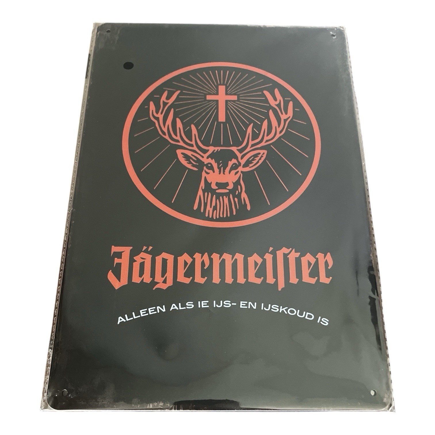 Jagermeister w/ Stag Logo Tin Metal Vintage Sign 8x12 Black & Orange NEW