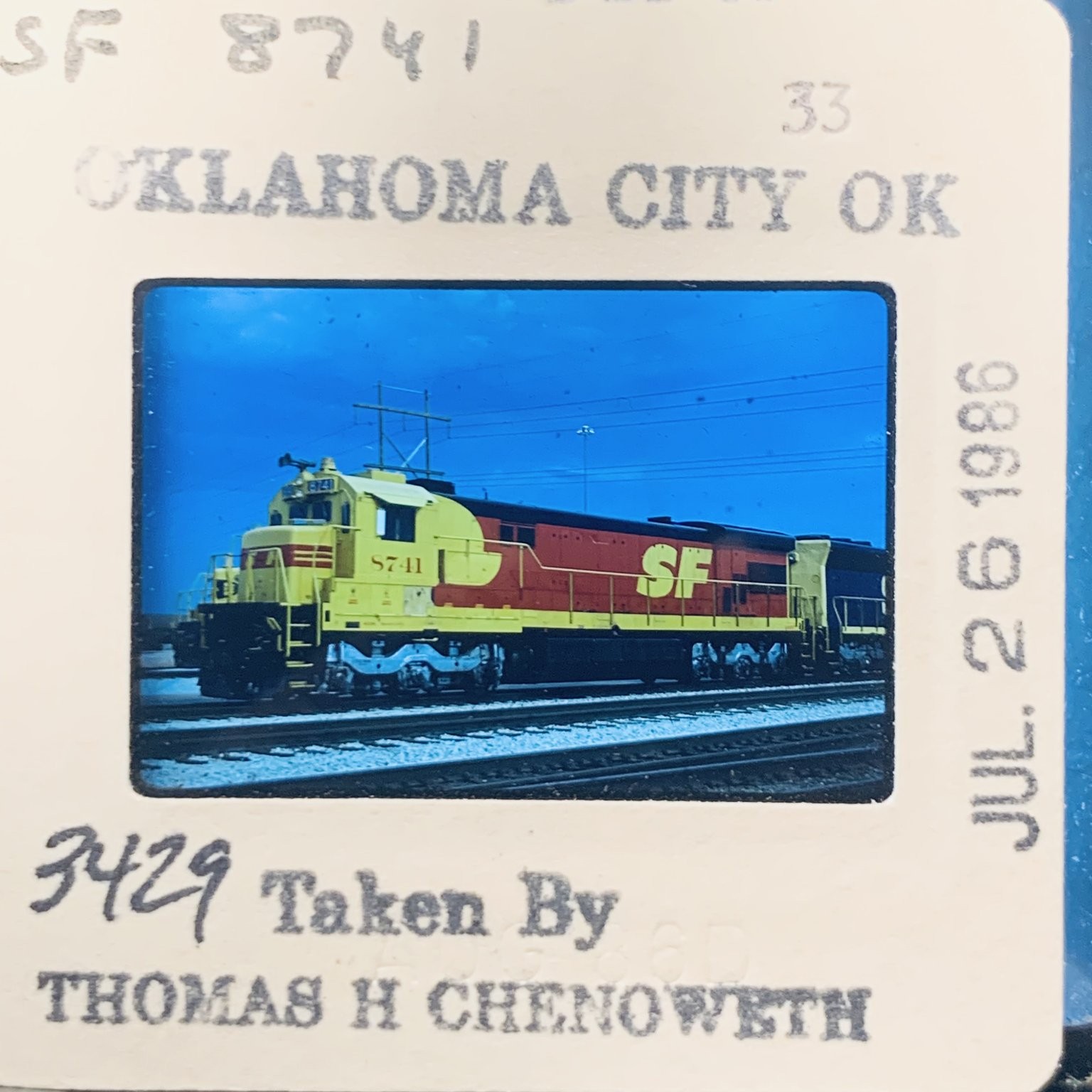 Original 1986 Santa Fe SF 8741 Diesel Locomotive Train Slide Oklahoma City OK Original 1986 Santa Fe SF 8741 Diesel Locomotive Train Slide Oklahoma City OK