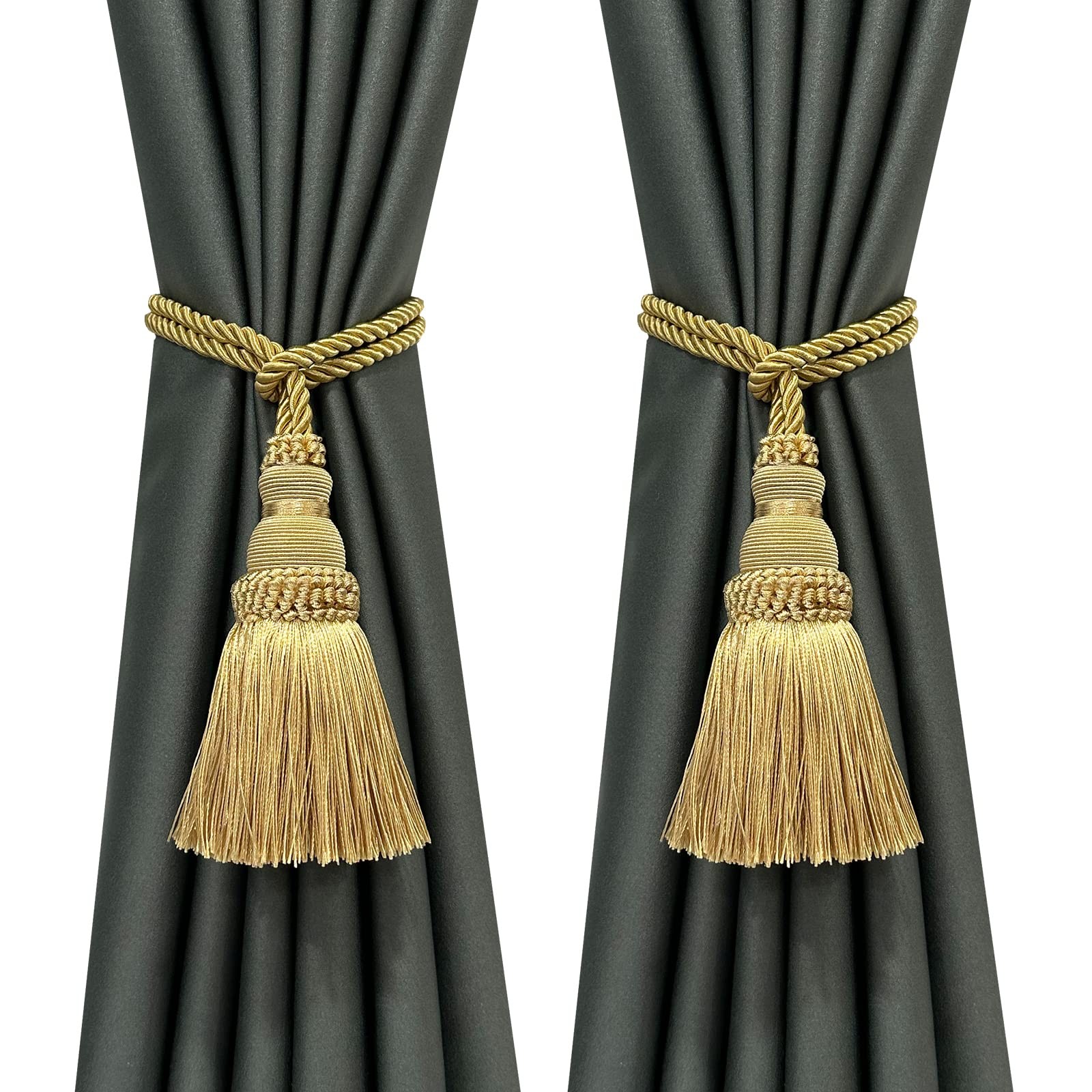 2 Pack Curtain Tie Backs Rope Tassels for 2p, Gold 2 Pack Curtain Tie Backs Rope Tassels for 2p, Gold