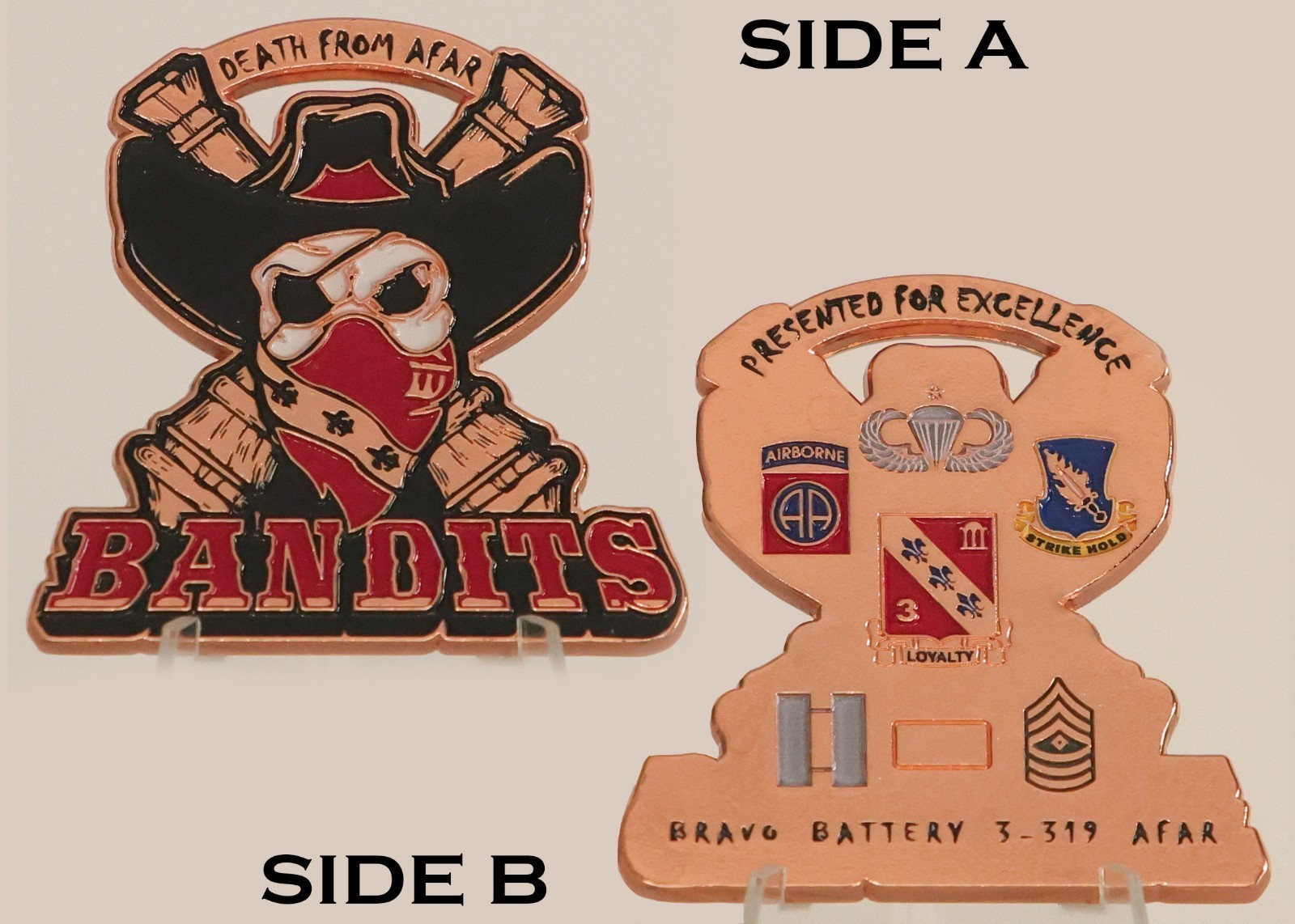 Bravo Battery 3-319 AFAR Bandits Death From Afar Challenge Coin  3#B
