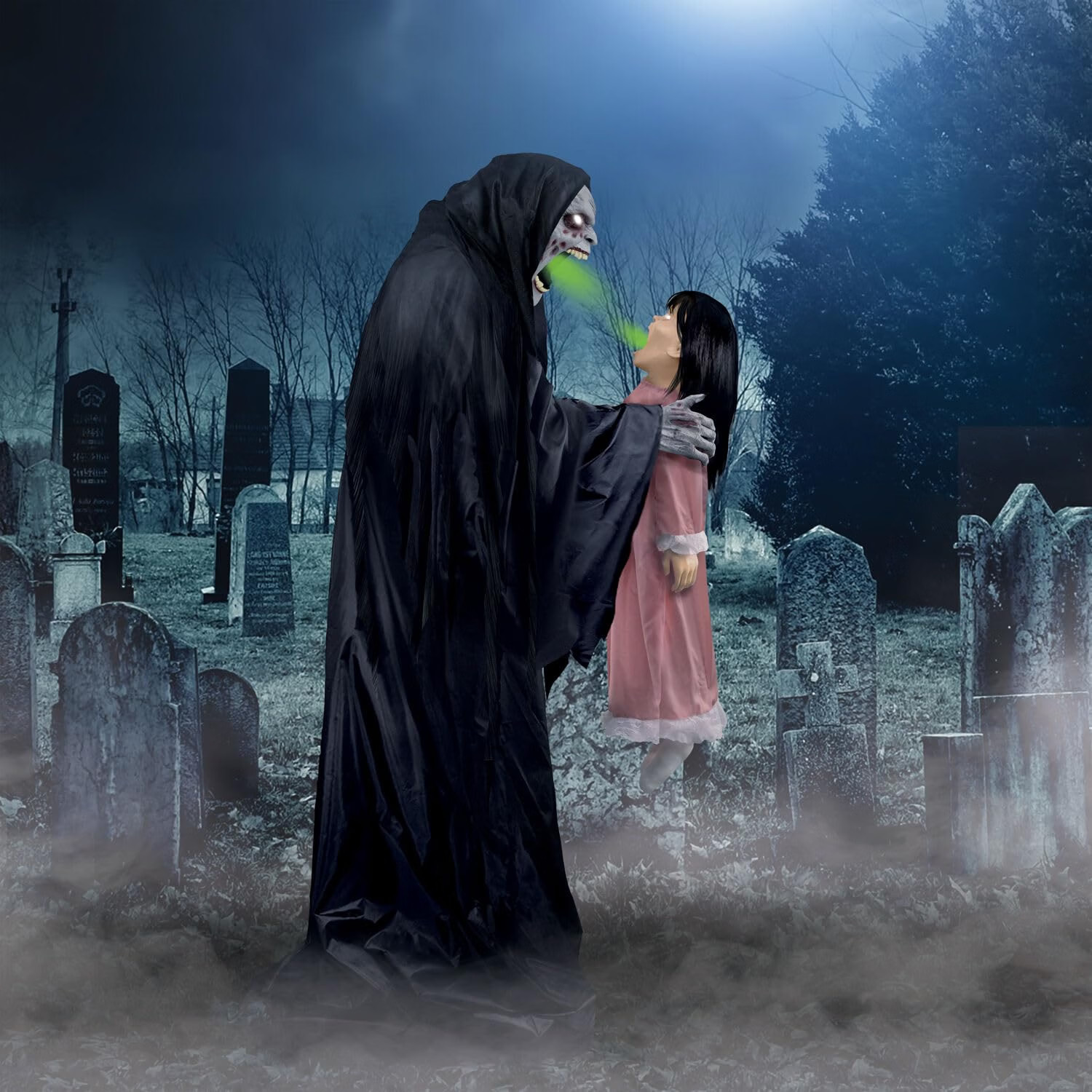 Haunted Hill Farm Soul Sucker Demon Reaper w/ Child Halloween Animatronic Haunted Hill Farm Soul Sucker Demon Reaper w/ Child Halloween Animatronic