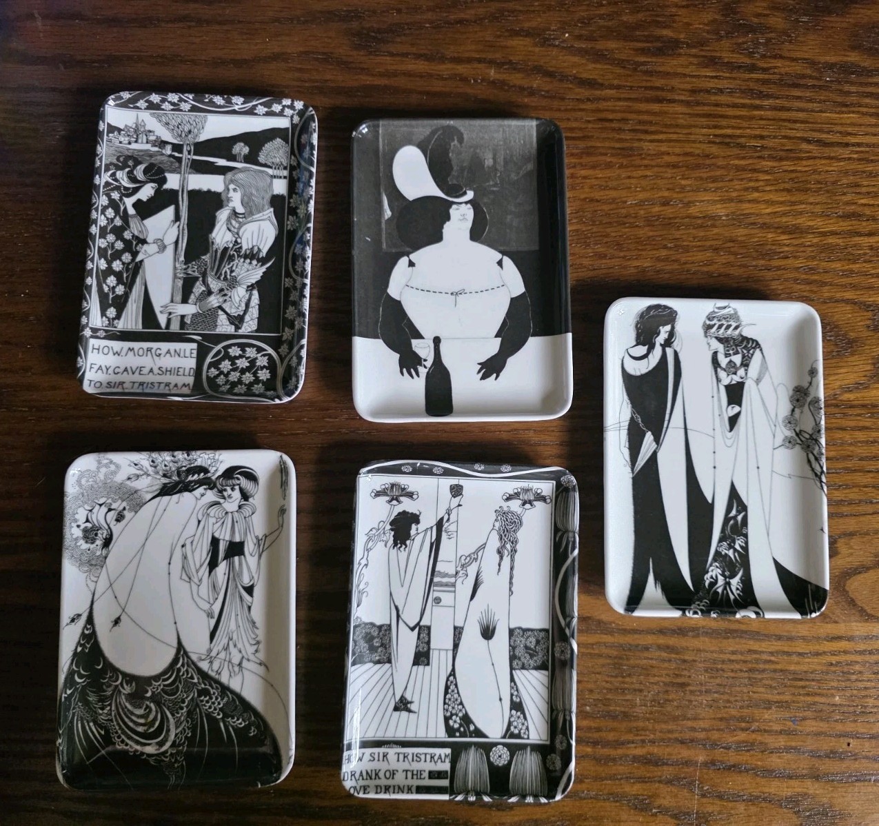 Aubrey Beardsley Italian Tray Set 5 Salome Tristram Fat Woman Rare