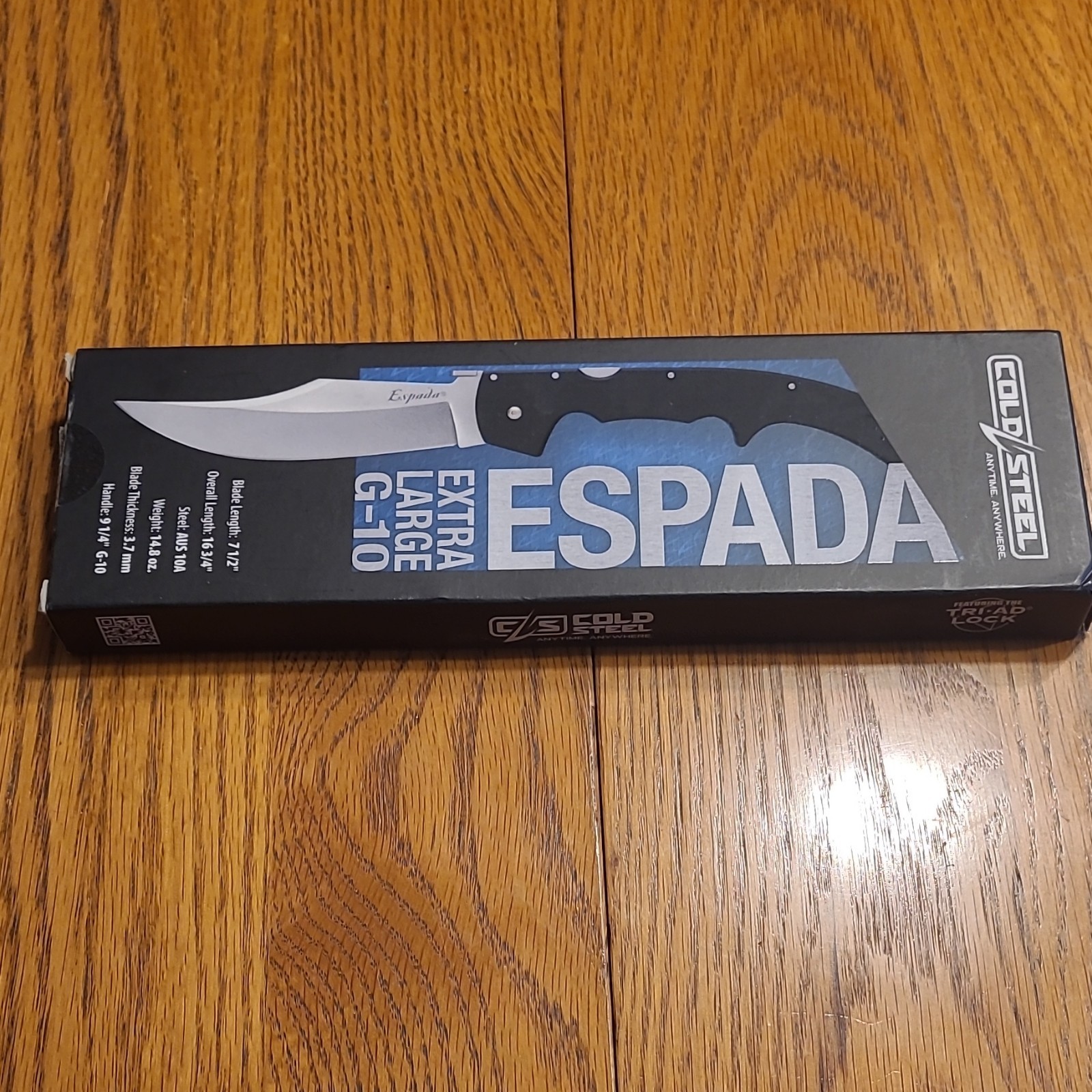 Cold Steel Espada Extra Large Pocketknife AUS-10A G-10 Lockback Plain Black