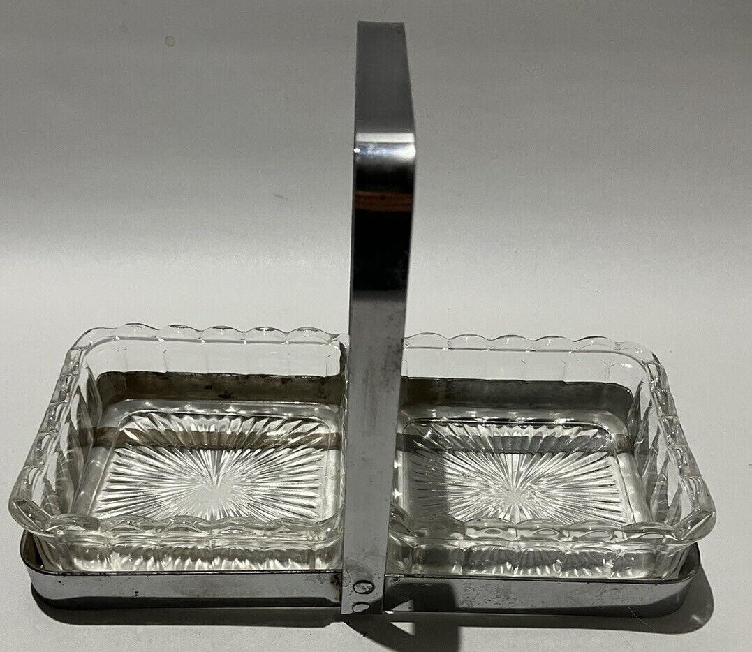 Vintage Relish Server With 2 Glass Compartments
