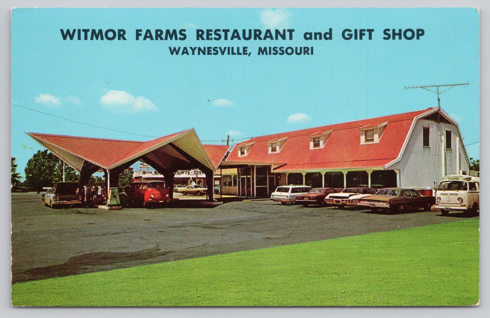 Waynesville Missouri, Witmor Farms Restaurant, Old Cars Advertising Vtg Postcard