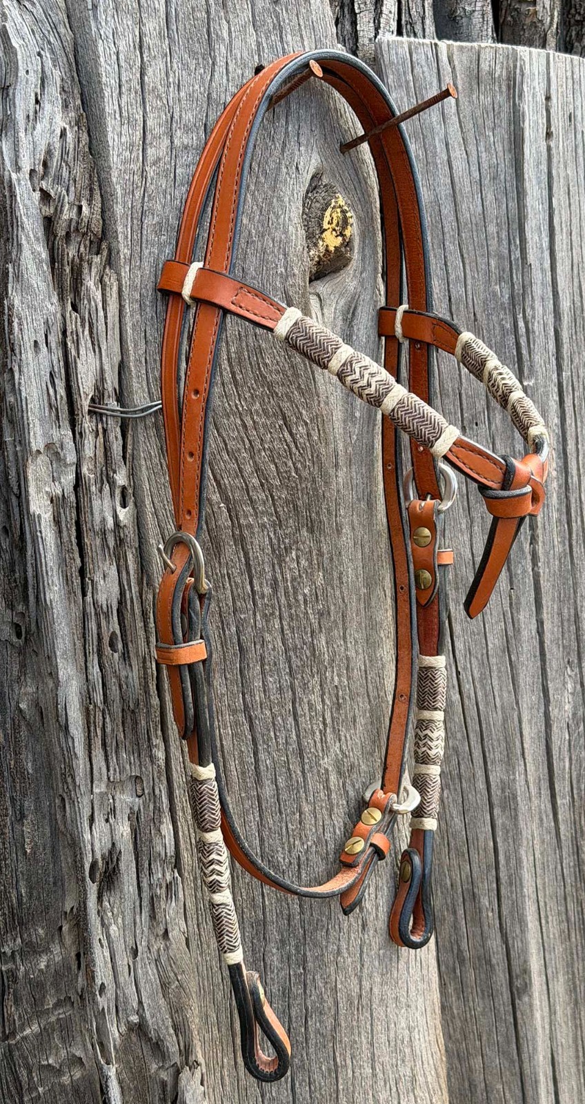FANCY BRAIDED RAWHIDE & LEATHER Futurity Style HEADSTALL By Steve Guitron Of CA