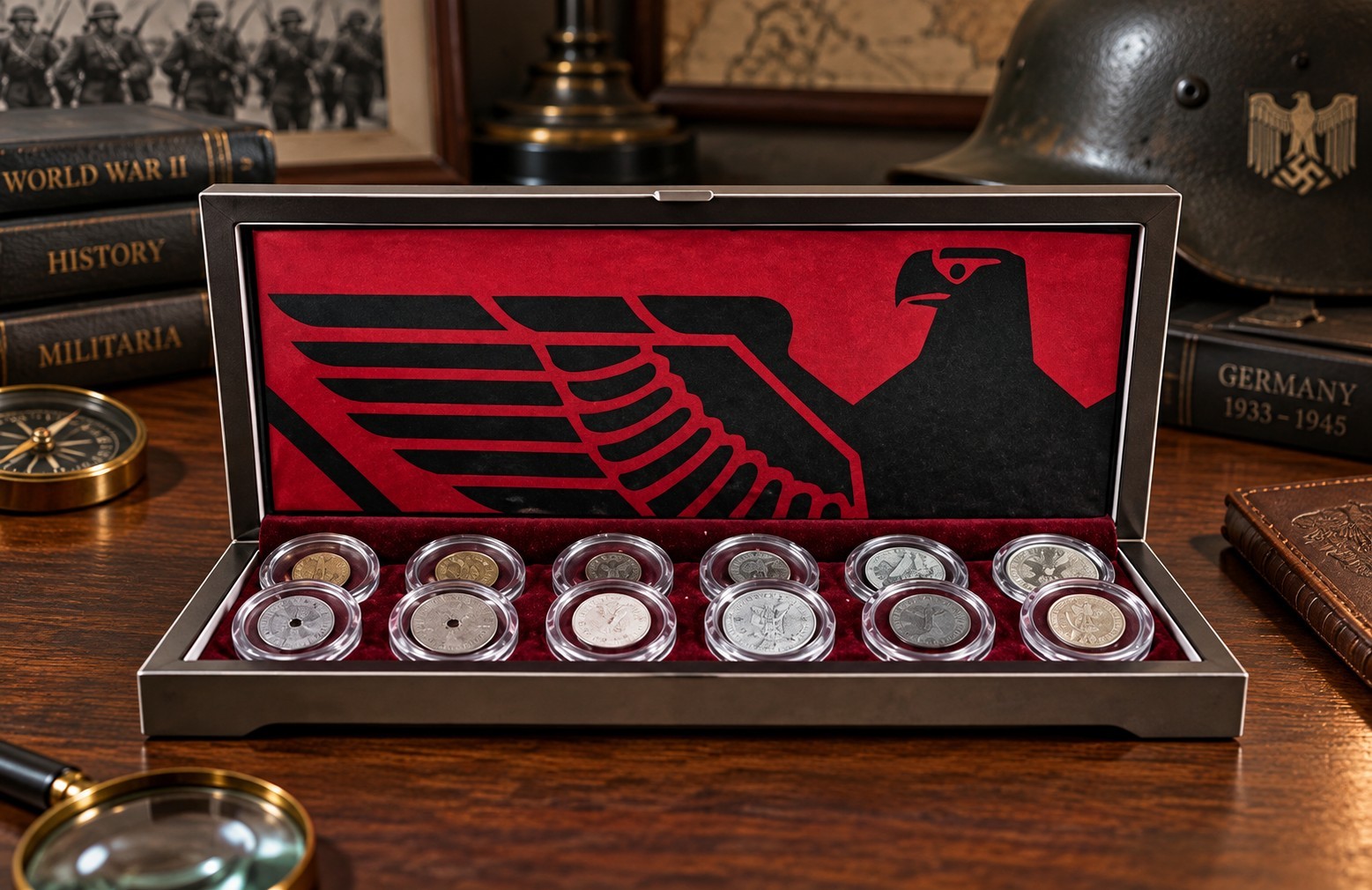 WWII Nazi Germany Boxed Coin Set – Certified Collection of 12 Historic Coins