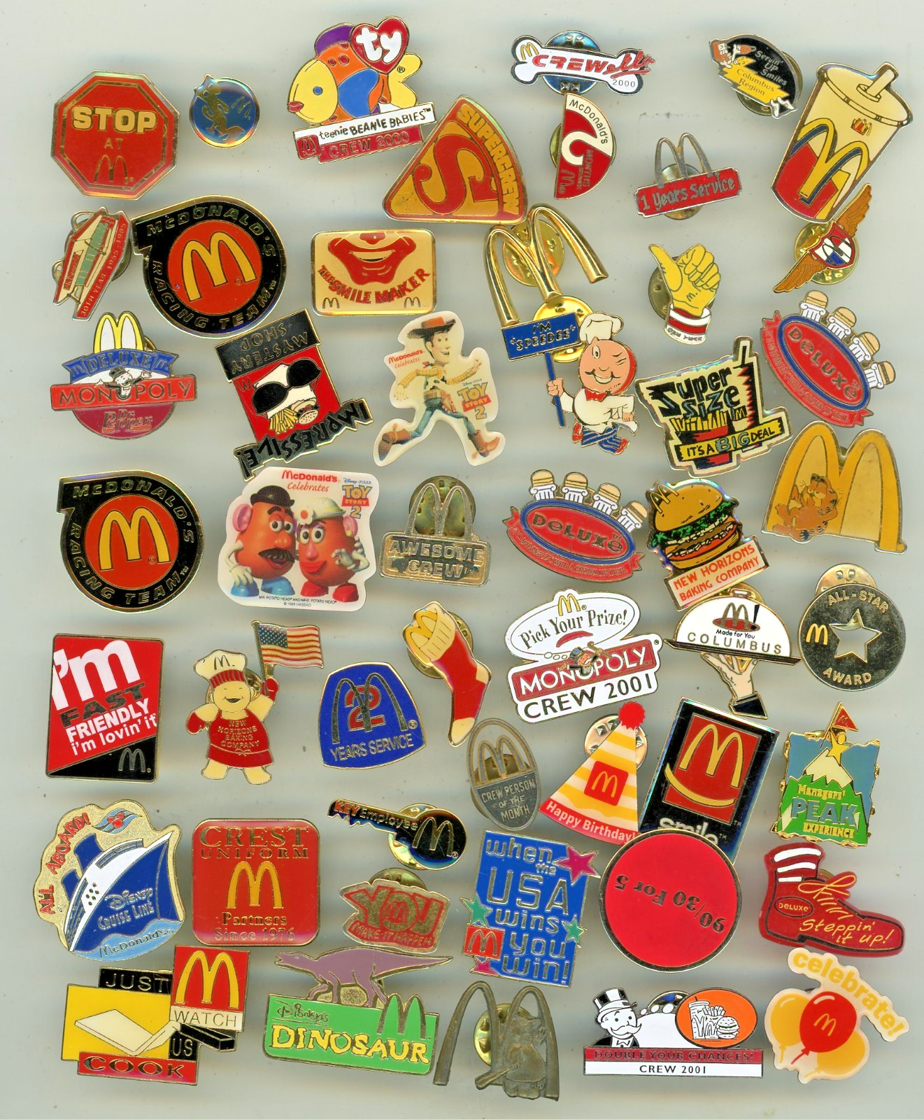 Lot of 50 Vintage 80s-90s McDonald’s Employee Pins International Japan Taiwan 15