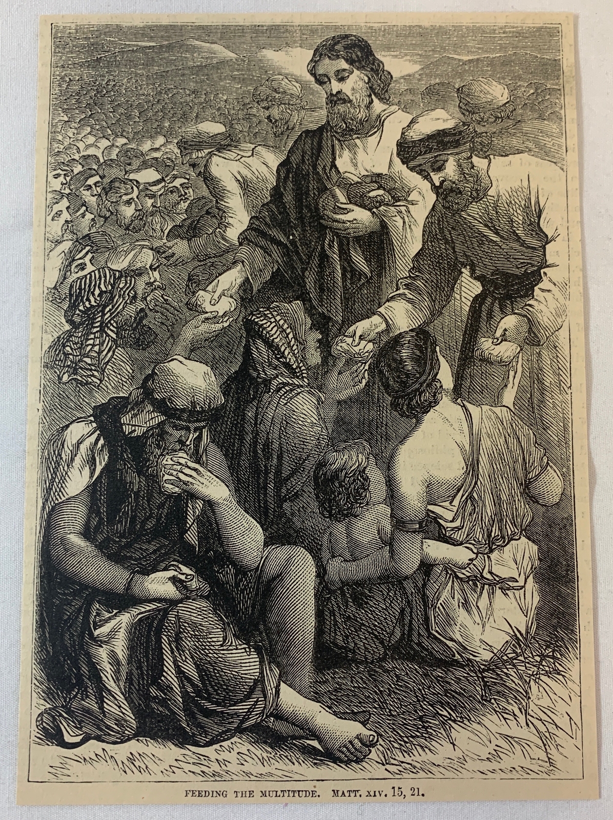 1879 magazine engraving ~ FEEDING THE MULTITUDE