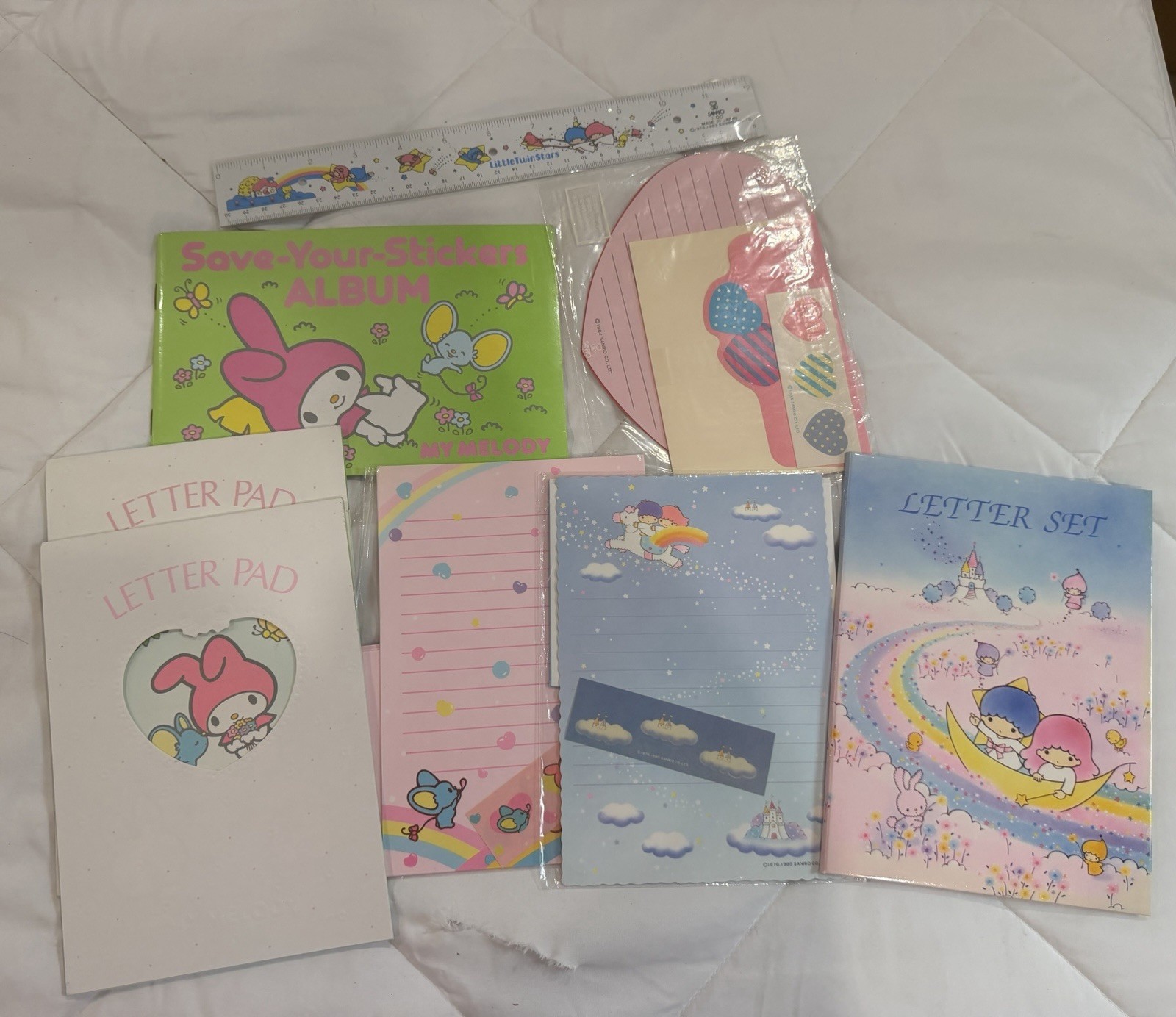 Vintage Little Twin Stars Stationary Paper Lot Sanrio Collectible 1970s Ruler