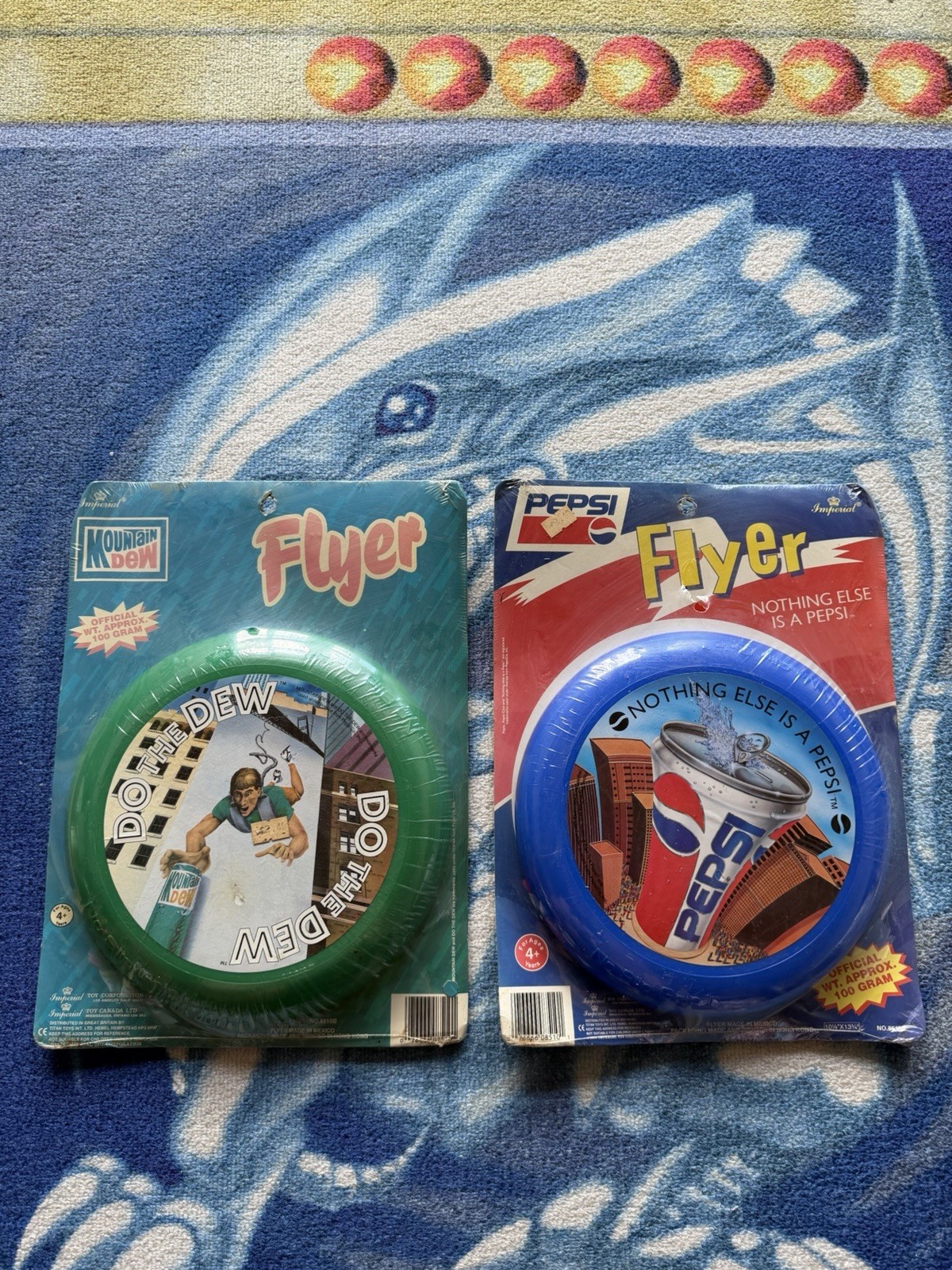 SEALED VTG 80s Pepsi + Mountain Dew Flyer Frisbee Bundle 100 Gram Soda Promo