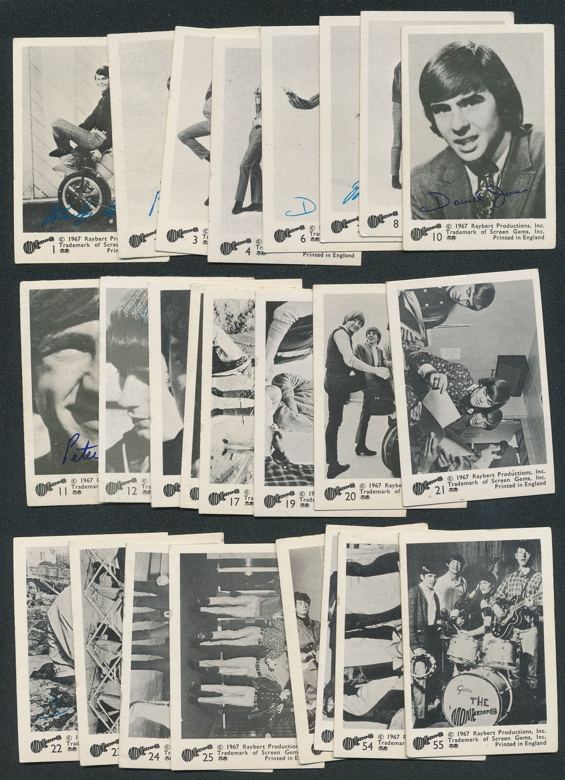(24) 1967 A&BC THE MONKEES BLACK & WHITE CARDS ENGLAND VG/VG-EX 1/2 of the SET (24) 1967 A&BC THE MONKEES BLACK & WHITE CARDS ENGLAND VG/VG-EX 1/2 of the SET