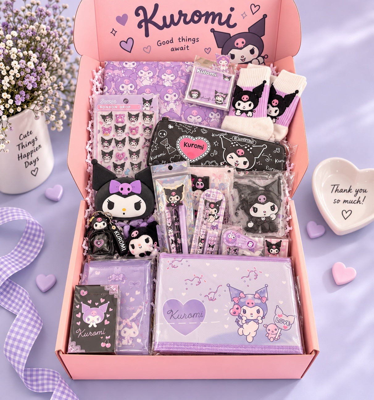 Sanrio Kuromi 15 Pc Premium Gift Set - Includes Phone Stand For Home/Office
