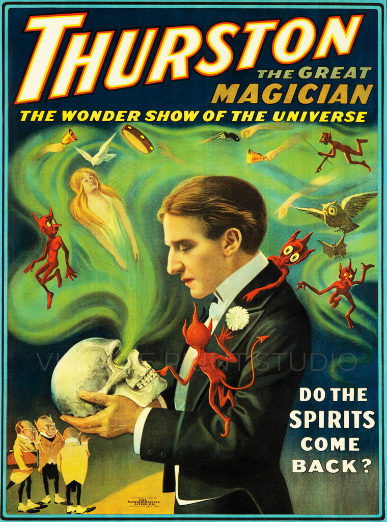 Thurston the Great Magician 1915 Vintage Magic Show Giclee Canvas Print 20x27 Thurston the Great Magician 1915 Vintage Magic Show Giclee Canvas Print 20x27