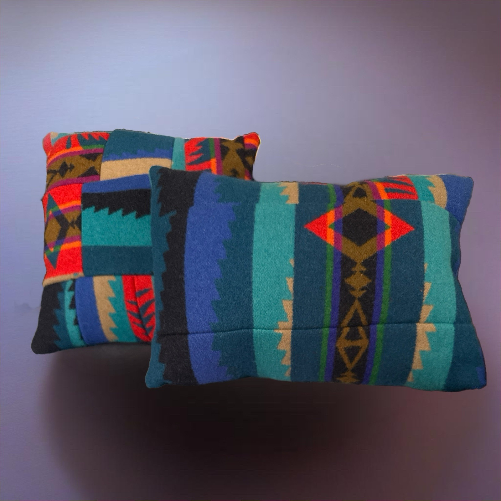 Vtg Earth Tones Southwest Aztec Woven Wool Pillows S/2 10”L X 10”W; 13”L X 8.5”W Vtg Earth Tones Southwest Aztec Woven Wool Pillows S/2 10”L X 10”W; 13”L X 8.5”W