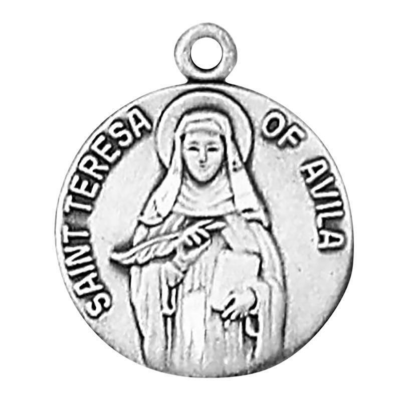 St Teresa of Avila Medal Size .75 in Dia with 18 in Chain The Patron Saint Medal