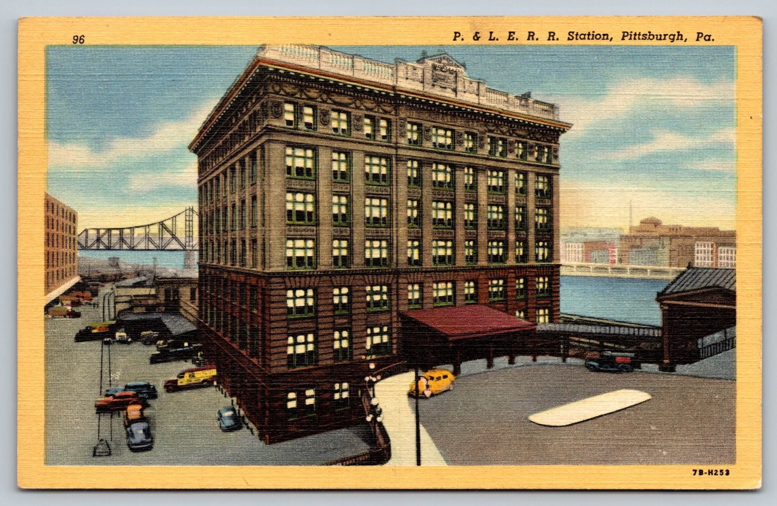 Vintage P. & L.E. R.R. Station Pittsburgh PA Linen Postcard 1950s Vintage P. & L.E. R.R. Station Pittsburgh PA Linen Postcard 1950s