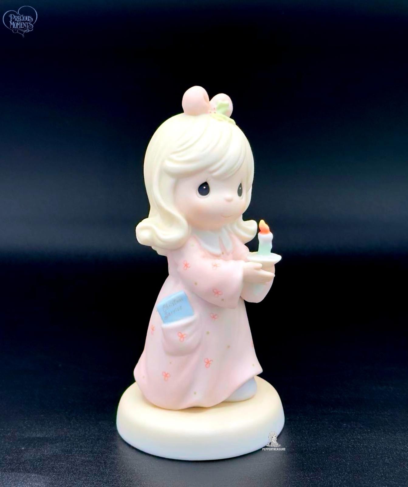 Adorable Precious Moments Girl Figurine Holding a Candle
