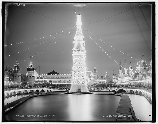 The Electric Tower at night, Luna Park, Coney Island, New York c1900 OLD PHOTO The Electric Tower at night, Luna Park, Coney Island, New York c1900 OLD PHOTO