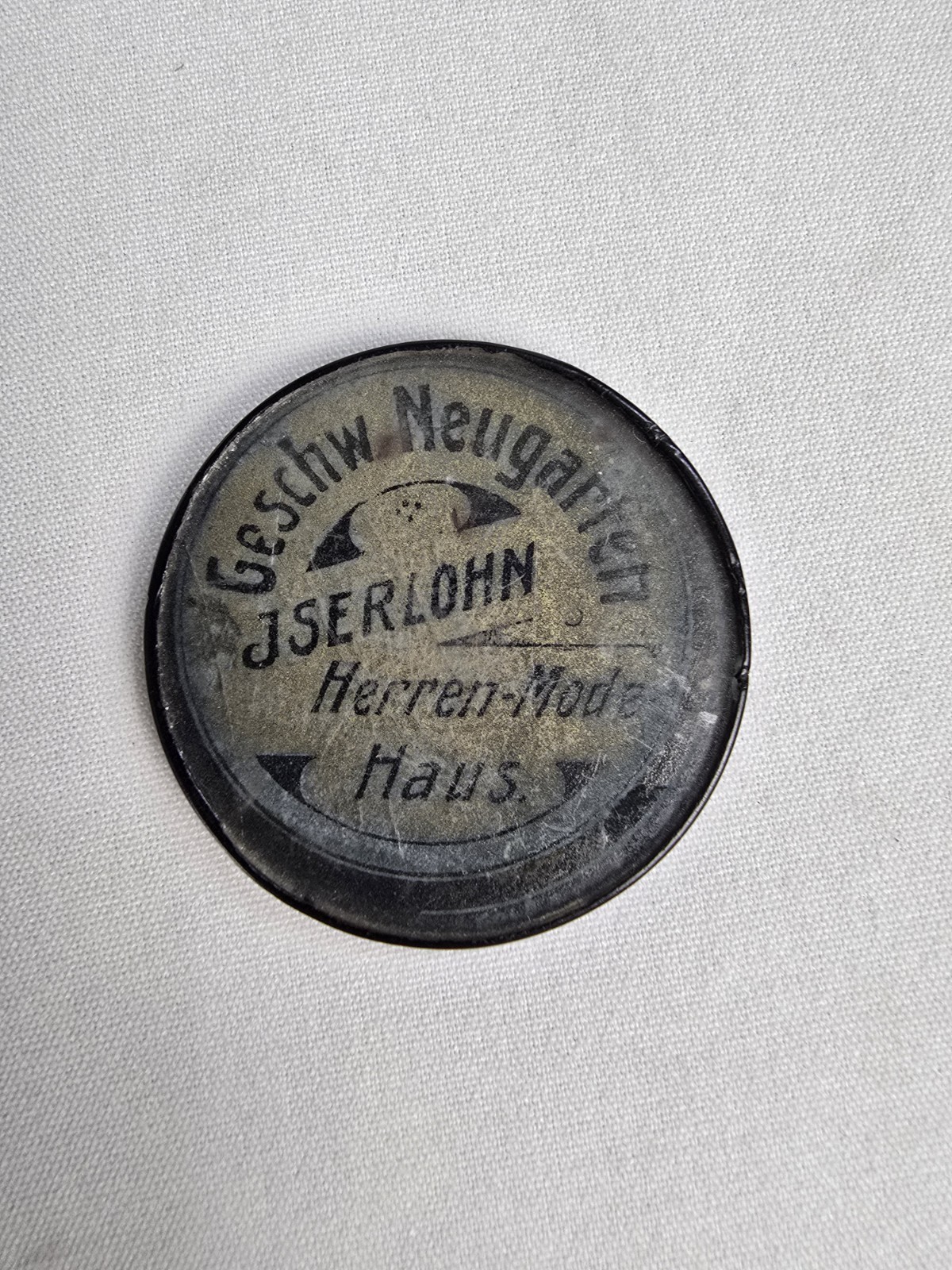 Antique German Advertising Pocket Mirror Neugarten Bros. Clothing Store c1900\'s