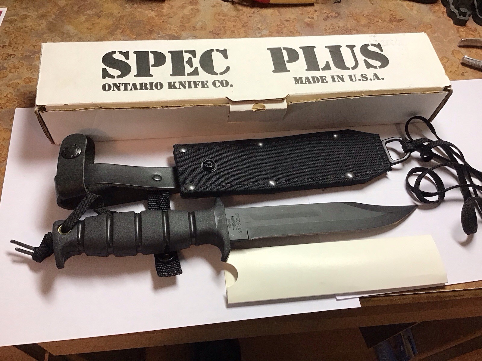 Ontario Knife OKC Spec Plus SP-1 Marine Combat Knife with Sheath Original Box. Ontario Knife OKC Spec Plus SP-1 Marine Combat Knife with Sheath Original Box.
