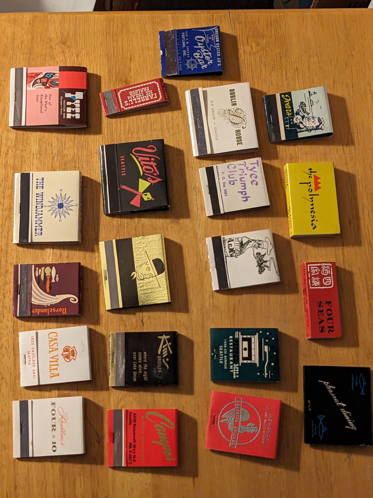 VTG Seattle Northwest Matchbook Lot of 20 Ivar’s Polynesia El Gaucho Tiki  Lot 1