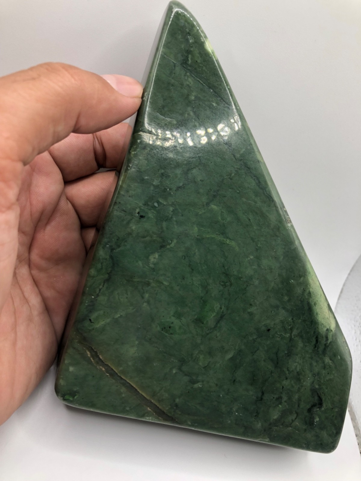 Huge 1kg Natural Nephrite Jade Polished Stone – Green Jade Specimen Display