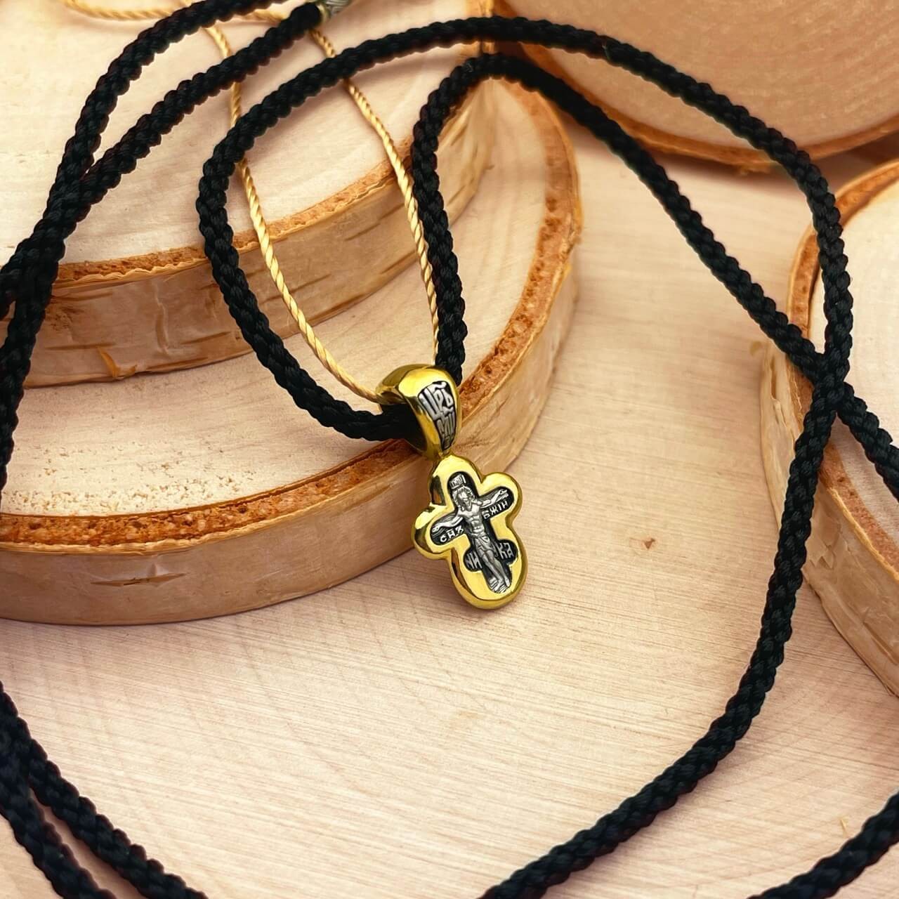 925 Silver, 999 Gold Plated, Silk Cross \
