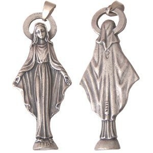 Blessed Mother apparition in France 1830 - Pewter (5.3cm-2