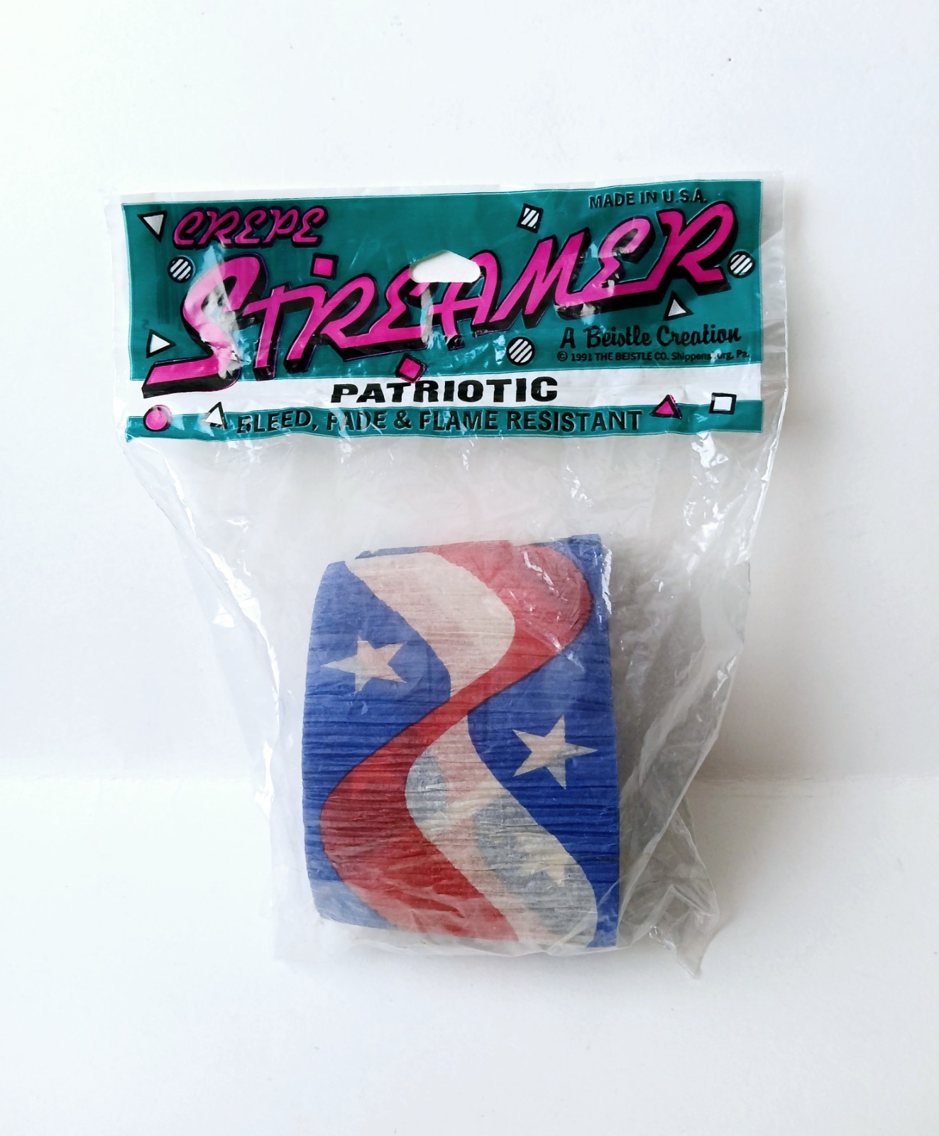 Rare Vintage 1991 Beistle Patriotic Crepe Paper Streamer July 4th American Flag Rare Vintage 1991 Beistle Patriotic Crepe Paper Streamer July 4th American Flag
