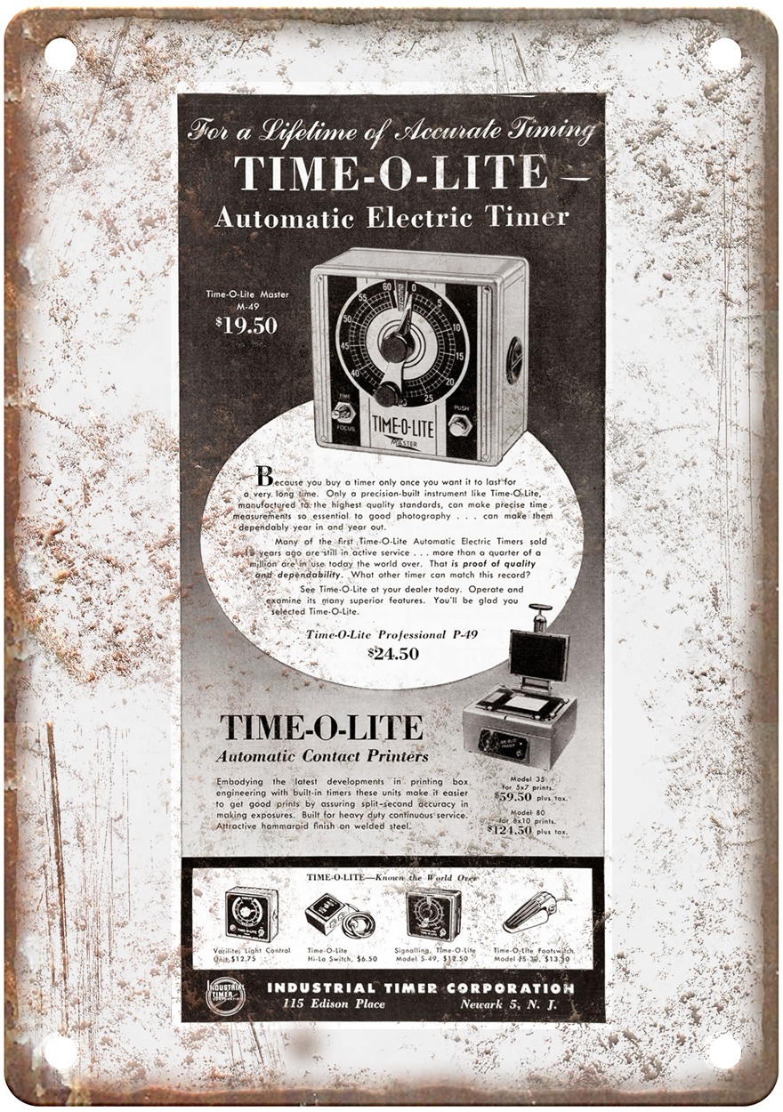 1951 Time o lite Vintage Film Camera Advertisement Retro Look Metal Sign C1749 1951 Time o lite Vintage Film Camera Advertisement Retro Look Metal Sign C1749