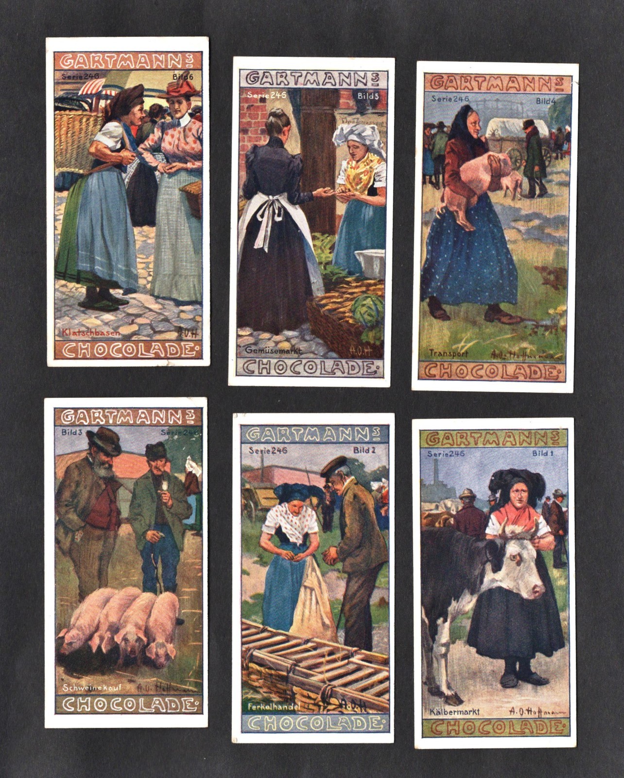 A Farmers Market Ser 246 Gartmann Card Set Early 1900s Pigs Cows Bread Stalls A Farmers Market Ser 246 Gartmann Card Set Early 1900s Pigs Cows Bread Stalls