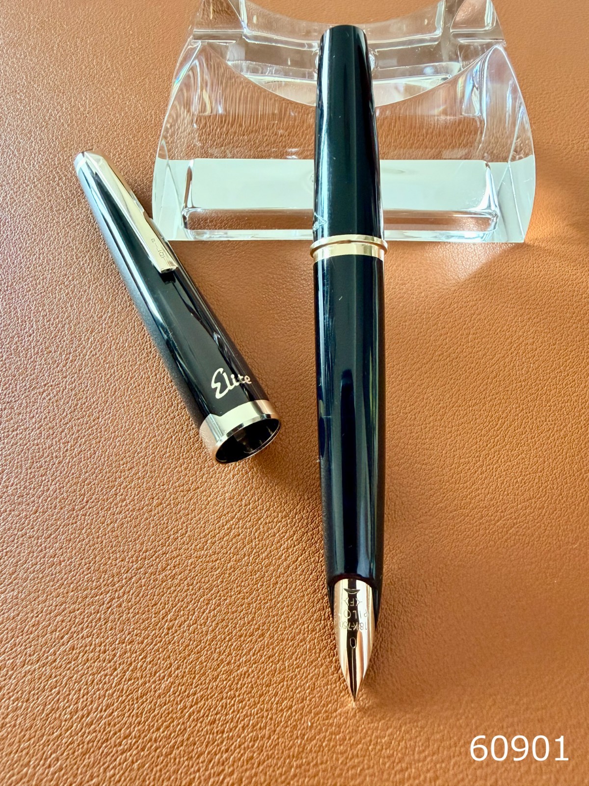 Pilot Elite Black Fountain Pen 18K-750 F Nib  – Vintage Japanese Classic